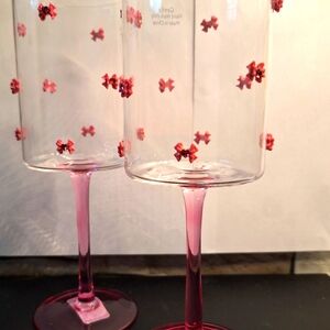 VIRAL PINK BOW WINE GLASSES